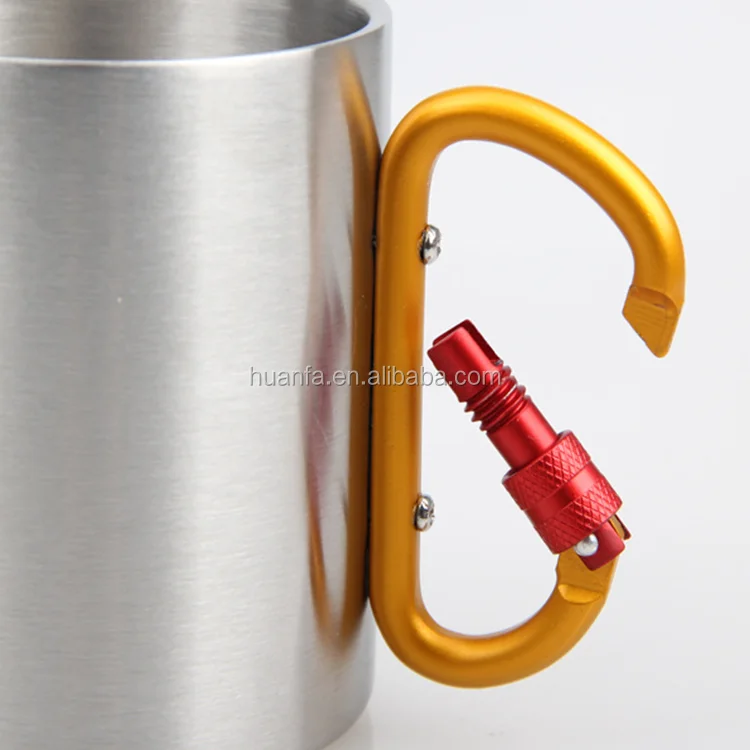 8oz Insulated Portable Travel Stainless Steel Mug With Dring Carabiner