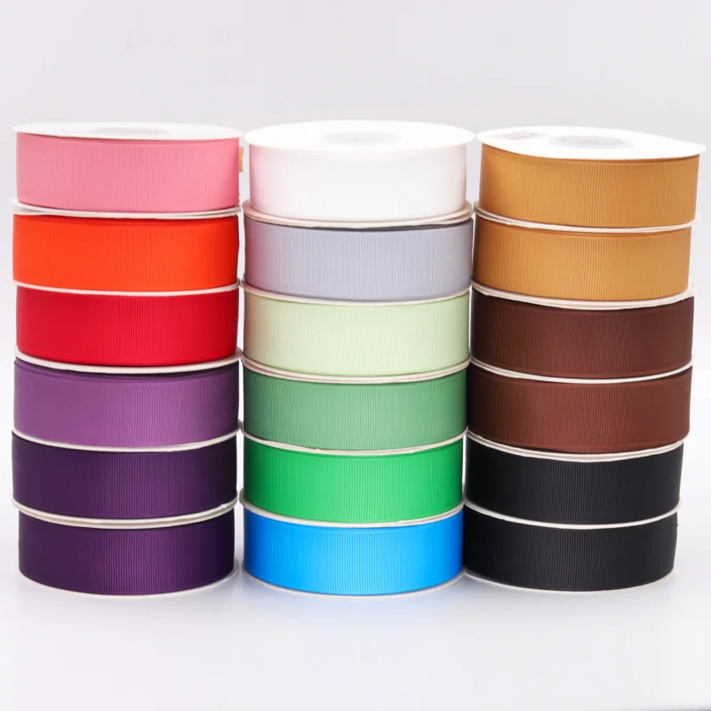 

Wholesale 25mm polyester solid color grosgrain ribbon 100yards/roll