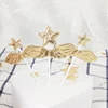Three-pieces gold wing cake toppers decorations wedding party