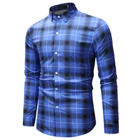 

E8ML14 New foreign trade AliExpress Amazon Ebay casual plaid large size men's shirt