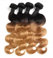 

Grade 8A Brazilian Virgin Hair Body Wave Two Tone Ombre Hair Extensions #1b/27 blonde ombre hair