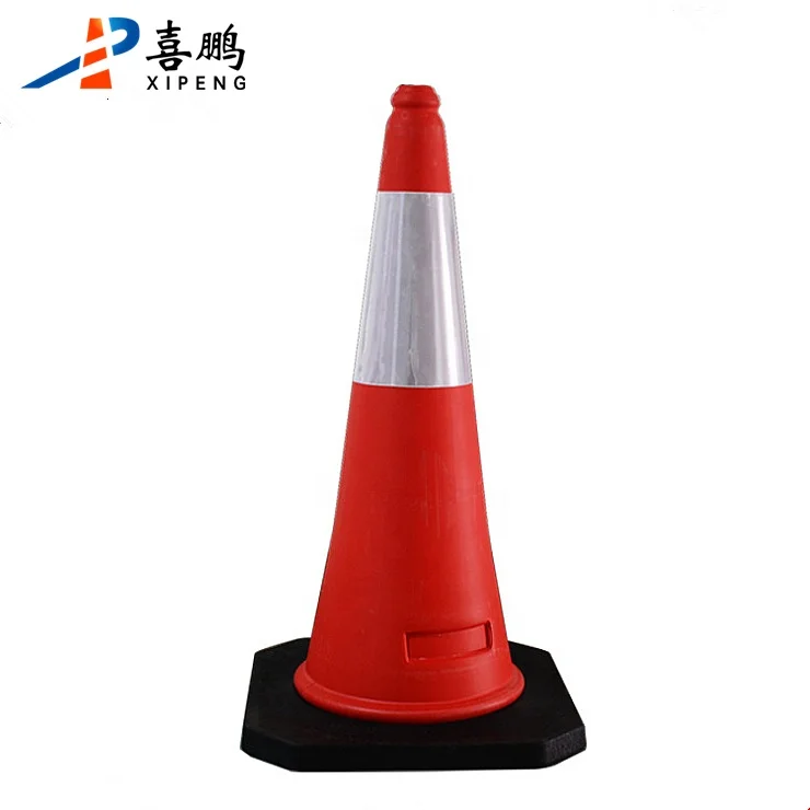 Fluorescent Durable 75cm Pe Traffic Cone With Rubber Base Road Cone