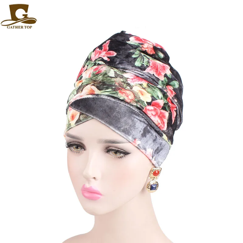 Factory Custom Velvet Head Wrap Hijab Nigerian Turban Extra Long Tube