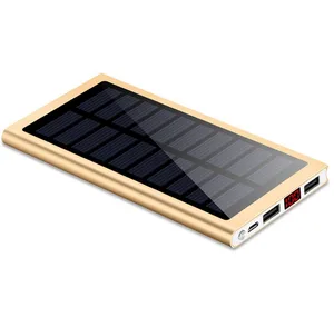 2018 Solar 20000mAh Power Bank Dual USB LED Light