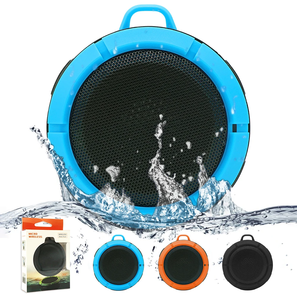 

OEM Wireless Stereo Outdoor Waterproof Bluetooth Speaker for Swimming Pool portable IPX7 loudspeaker, Black,orange,blue