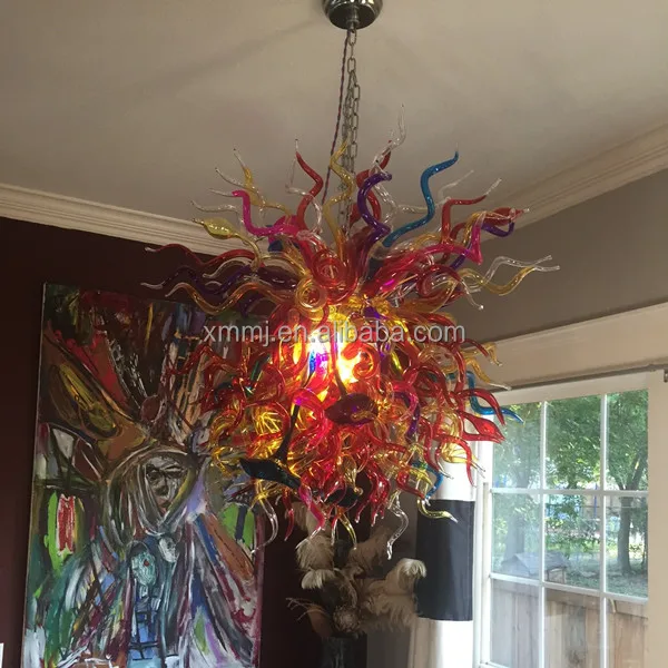 

Handblown glass art multi color modern residential light fixtures