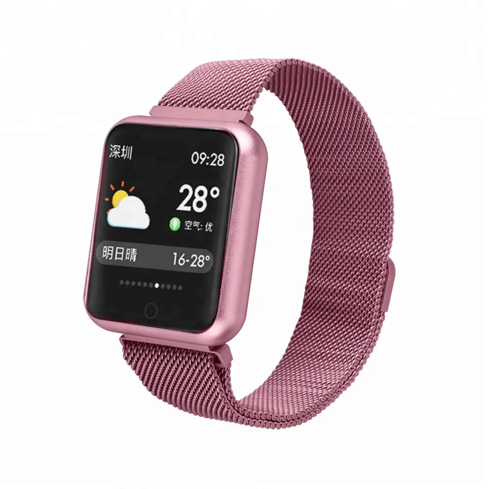 

P68 1.3inch IPS color screen steel band Smart Watch, Black;silver;pink