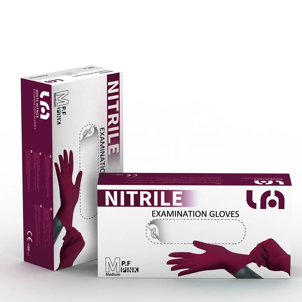 
Pink medical nitrile disposable gloves CE approved 