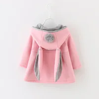 

Cute Rabbit Ear Hooded Girls Coat New Spring Top Autumn Winter Warm Kids Jacket Outerwear Children Clothing Baby Tops Girl Coats