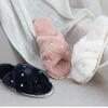 Simple surface design for ladies home slip-resistant warm plush slippers