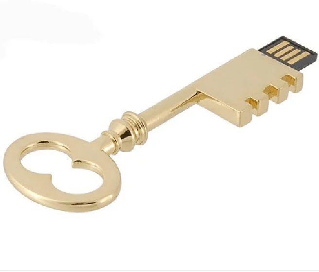 

2018 Wholesale price full capacity customized logo metal Key memorias usb 1GB, Gold;silver