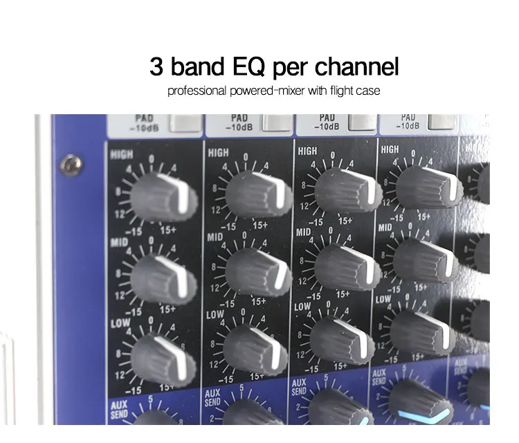 LAIKESI Power 8 canales Mezclador de sonido con USB Power Mixer Amplificador con maletas