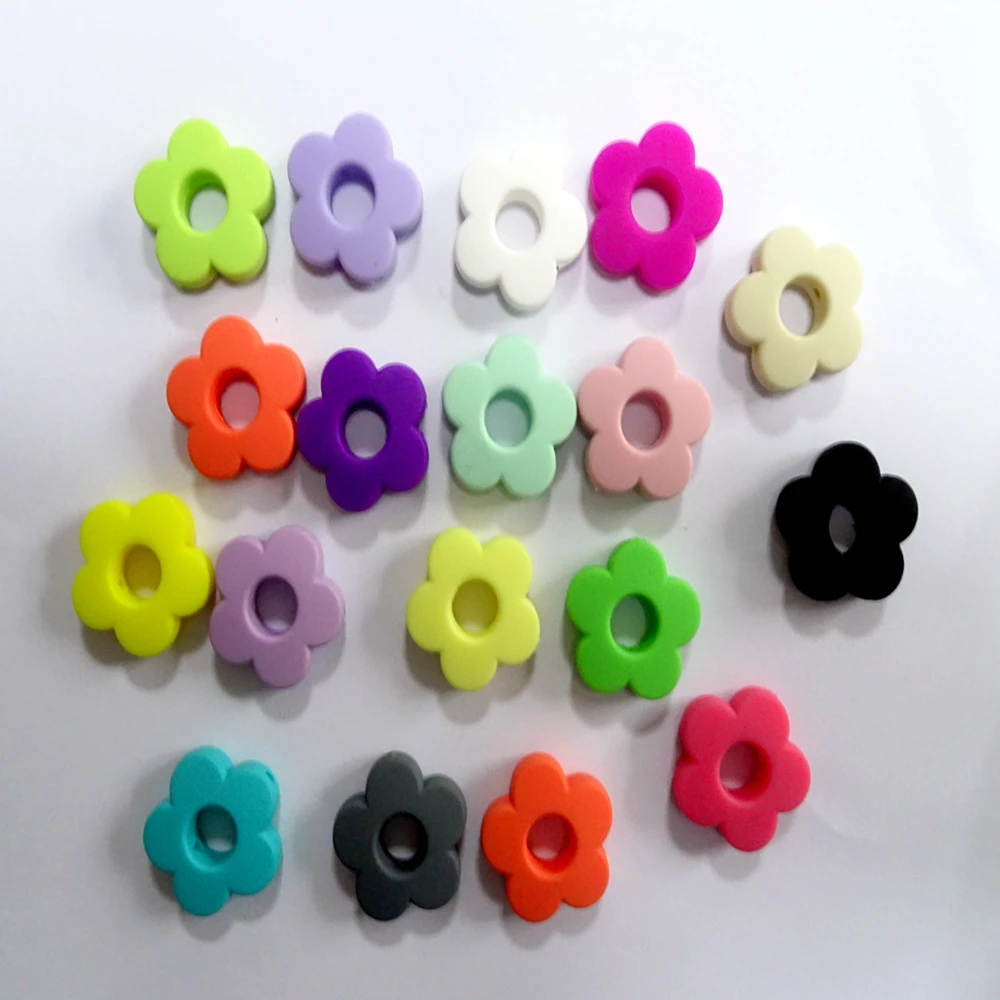

Top quality BPa free food grade Silicone Teething beads chew flower beads, 17 colors