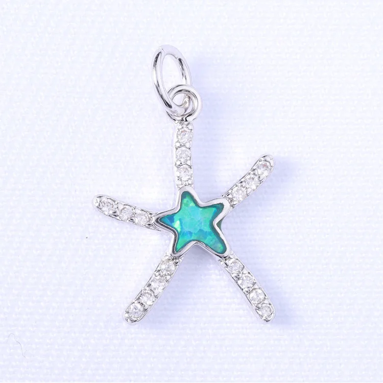 

Necklace Charm Ocean Starfish 925 Silver Synthetic CZ Stone Opal Star Pendant Jewelry, N/a