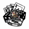 Poker Star Card Dice Wall Art Decor Clock Play Card Game Time Vinyl Record Wall Clocks
