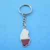 Qatar map shape and flag color design metal silver key chain