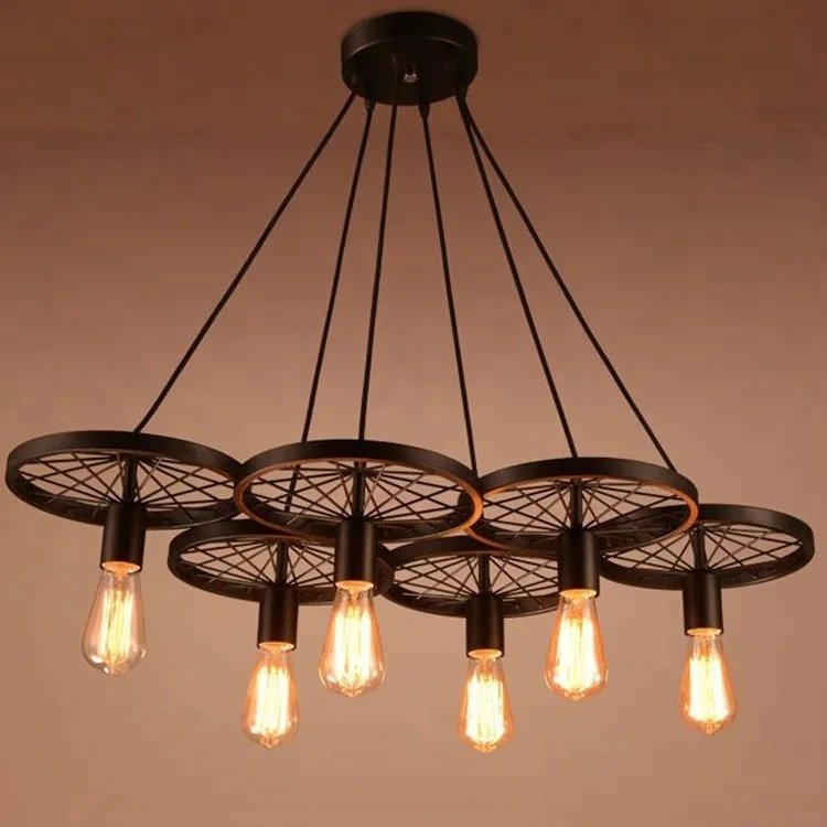 Hot Sale Orb Vintage Wheels Chandelier Industrial Loft Style Iron Ceiling Lamps Home Decoration Dinner Room Lighting CZ2602/6