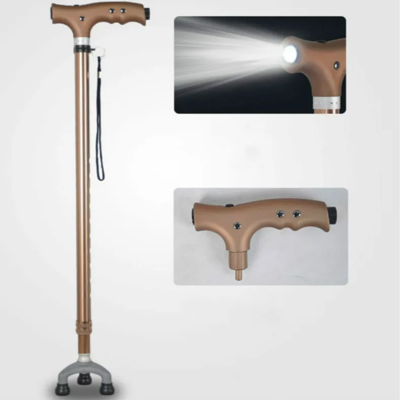 
OEM Folding walking cane with led light / foldable walking stick with feet for old people 