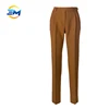 Wholesale top selling high waist wool fold straight leg women's pant