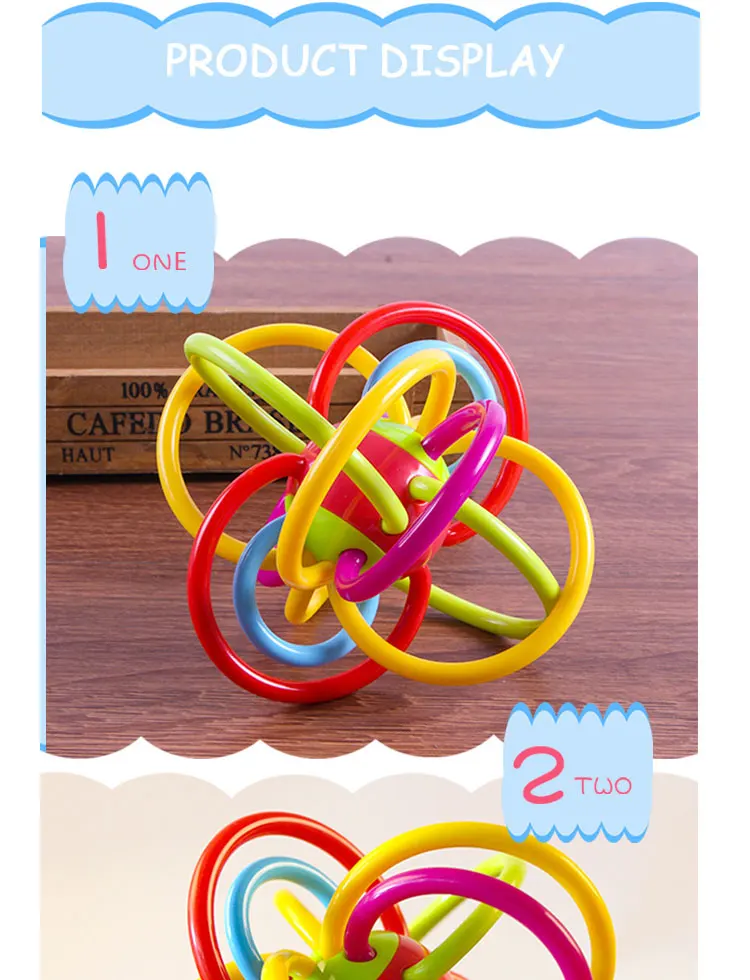 Non-toxic silicone rattle and Sensory teether Ball baby activity teething toy