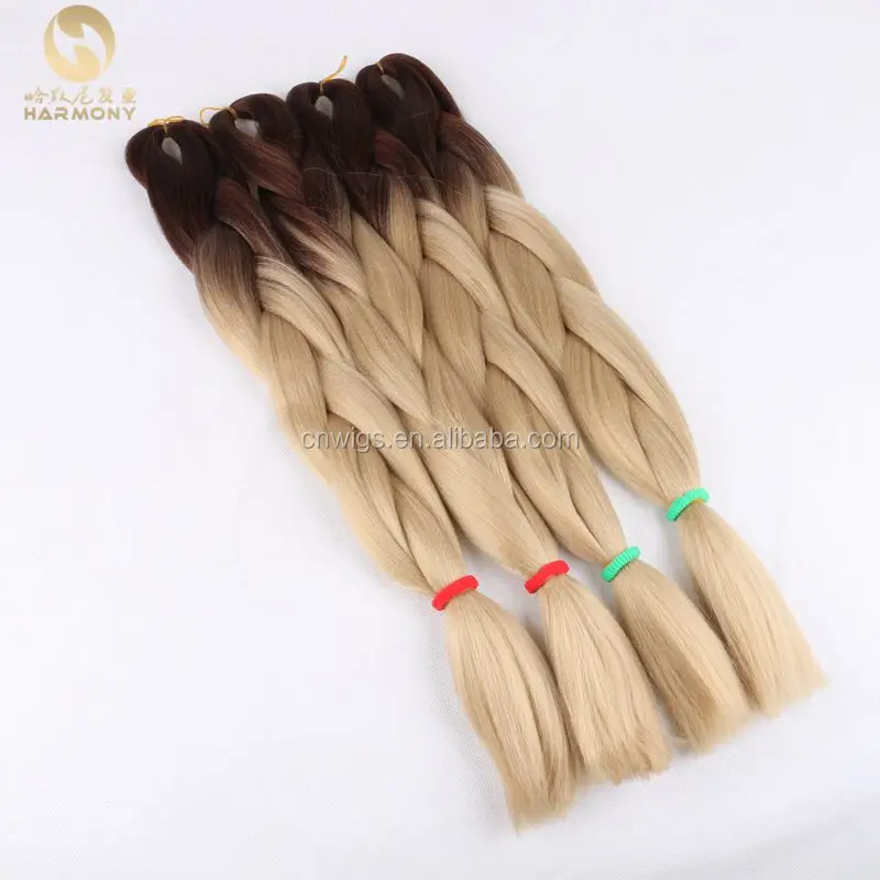 

10packs 24 100g blonde ombre braiding hair 2 tone color synthetic coffee brown and blonde 24# ombre box braids, Coffee brown+blonde
