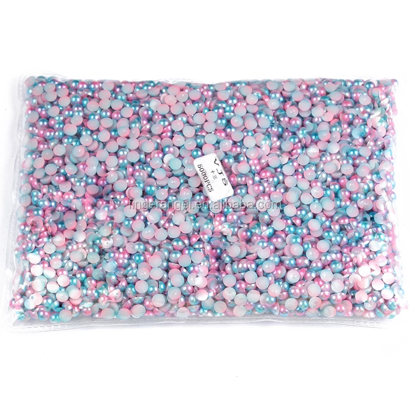 

5000Pcs/Pack 5mm Rhinestones Multicolored Pearls 3D Nail Art Half Pearls Nail Decoration, 4 different colors