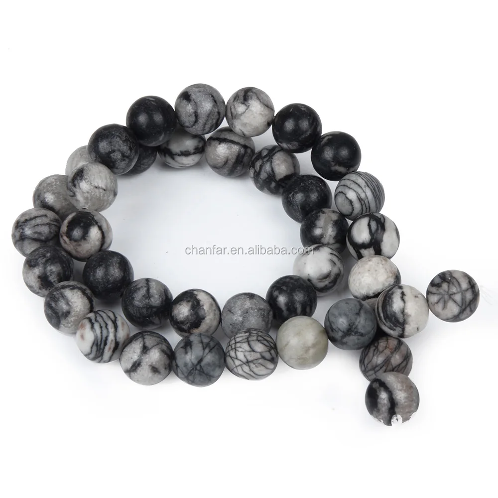 

Wholesale Natural Black Network Zebra Stripes Stone Beads for DIY Bracelet Necklace Jewelry Making