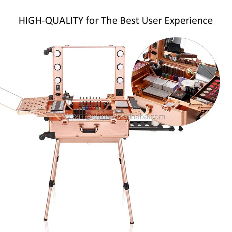 Rolling Portable Trolley Makeup Station Salon With Lights For Sale