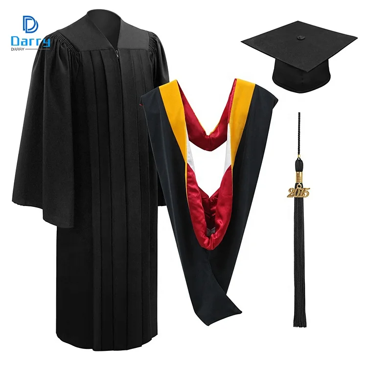 

Latest Hot Style Design with Stole and Hood Black Graduation Dress Gown, Customer's request balck