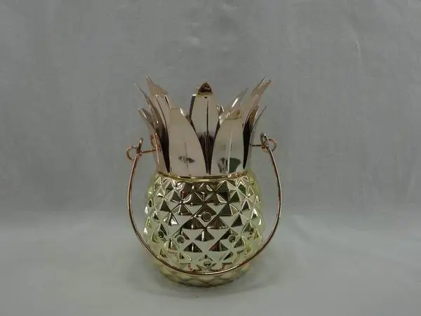 High quality Ceramic Artificial Fruit Pineapple candle holder lantern Home Decoration