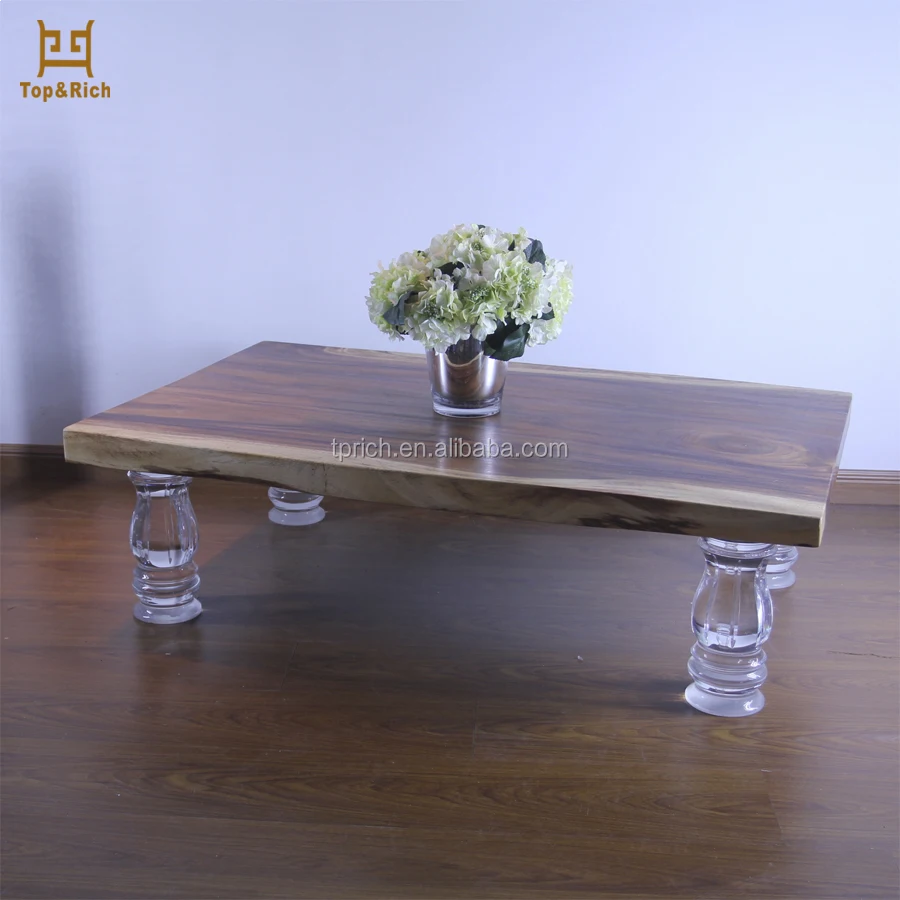 High End Minimalism Acrylic Dining Table Base With Solid Wood Desktop For Dining Furniture Buy Akrilik Dining Meja Base