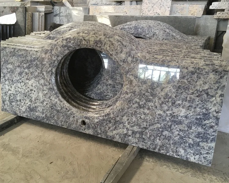 Laminated Ogee Edge Type China Blue Pearl Flower Granite