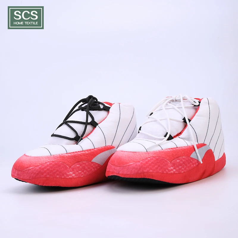 

Plush AJ sneaker slipper pink stuffed running shoes home slippers, Black and red or customized