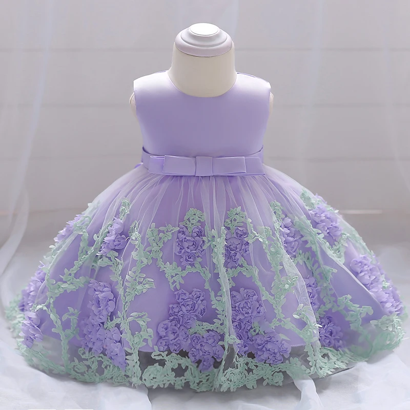 

Elegant Lace Flower Girl Dress Young Girl Clothing 0-3 Years Old Dressing Cloth L1845XZ, Blue,purple,pink,yellow
