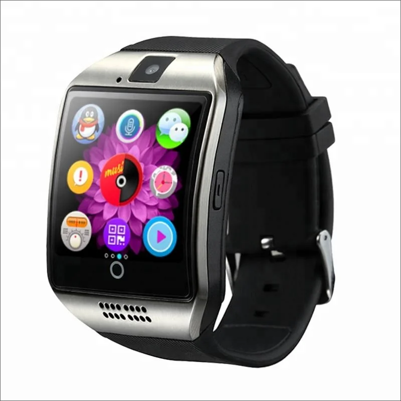 

Q18 smart watch 2018 with camera for ios Android like gv18 gt08 smart watch popular in 2019, Black sliver white gold