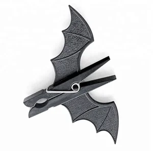 Image of Daily Use Black Bat Shaped Halloween Party Decor Home Clothes Wood Hanging Pegs