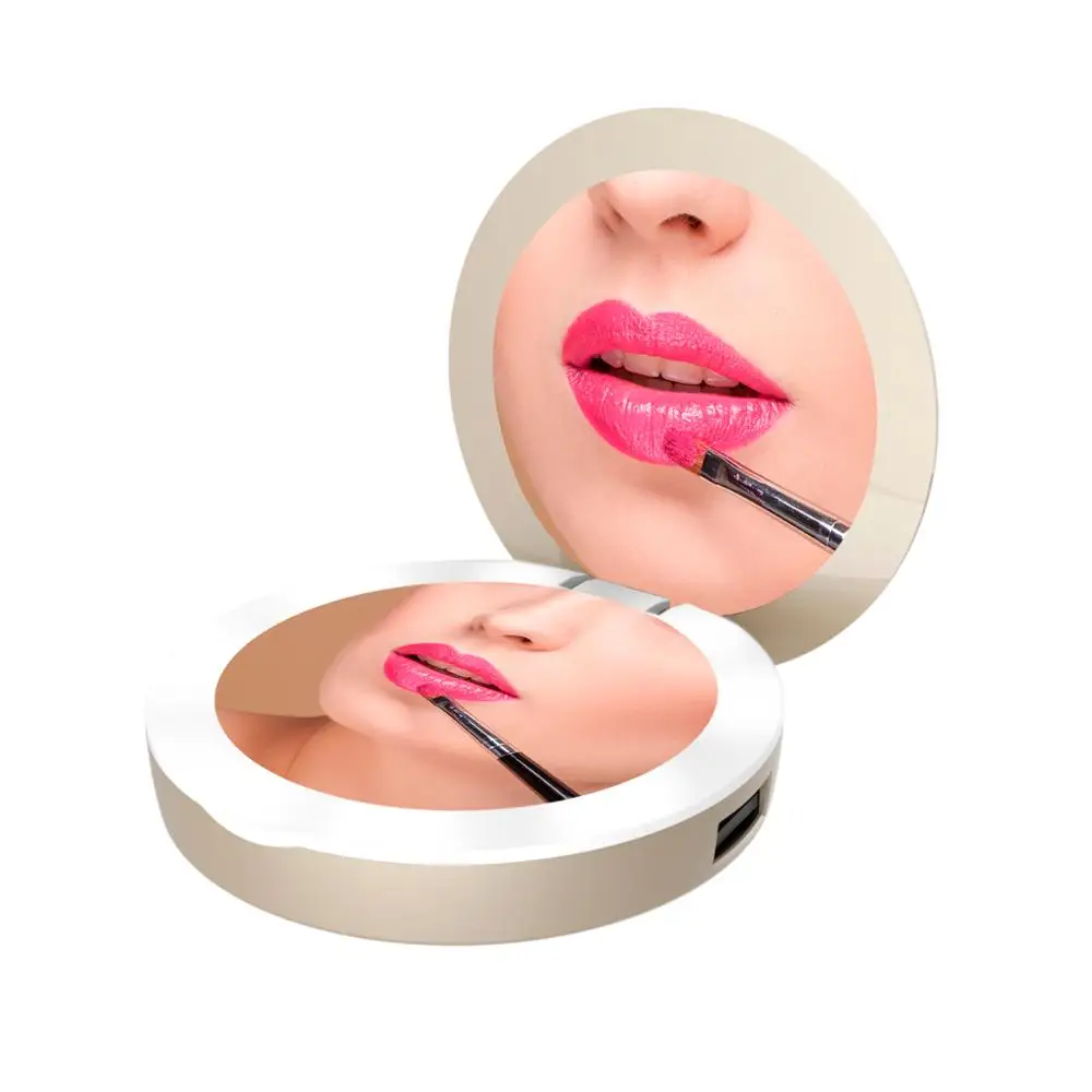 

Elegantly Mirror External Charger with LED Ring 1600mAh Gold Color, N/a