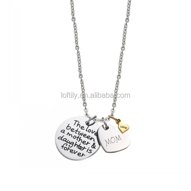 

Mother's Day Gift moon Engraved letters coin heart Stainless Steel necklace, Picture shows