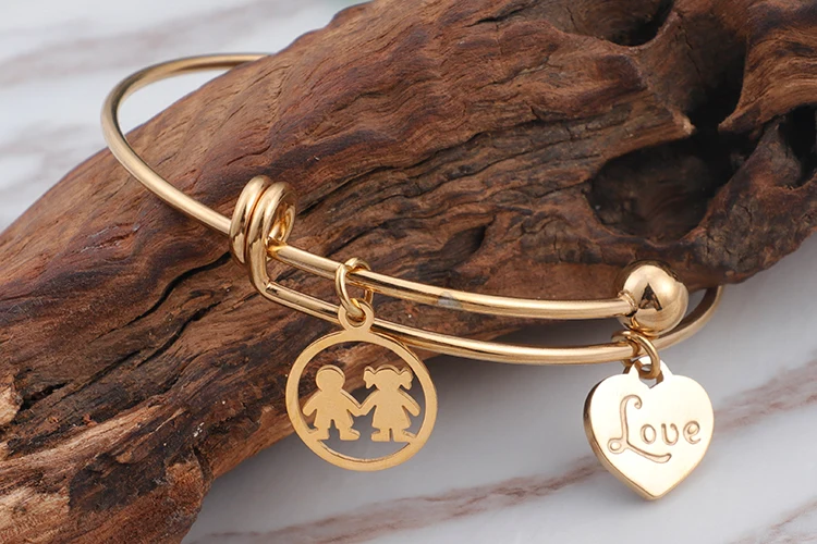 Wholesale custom logo name unisex jewelry stainless steel metal personalized gold plated initial charm bracelets