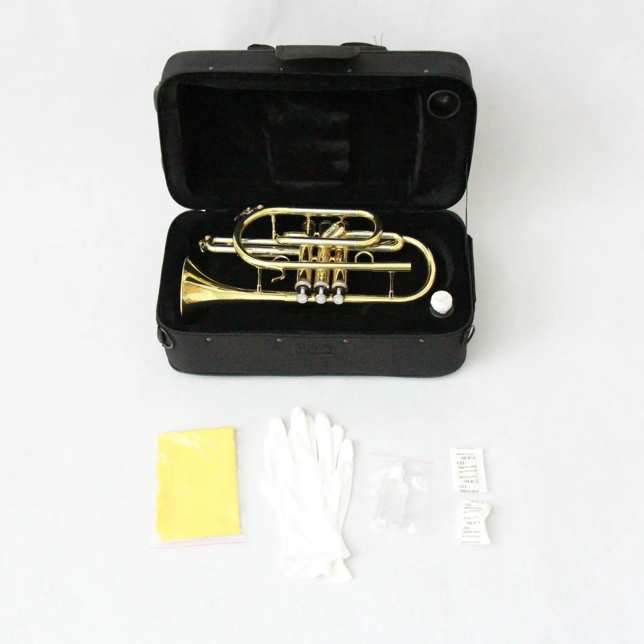 
Professional Bb tone SS valves Brass body Gold Lacquered Cornet 