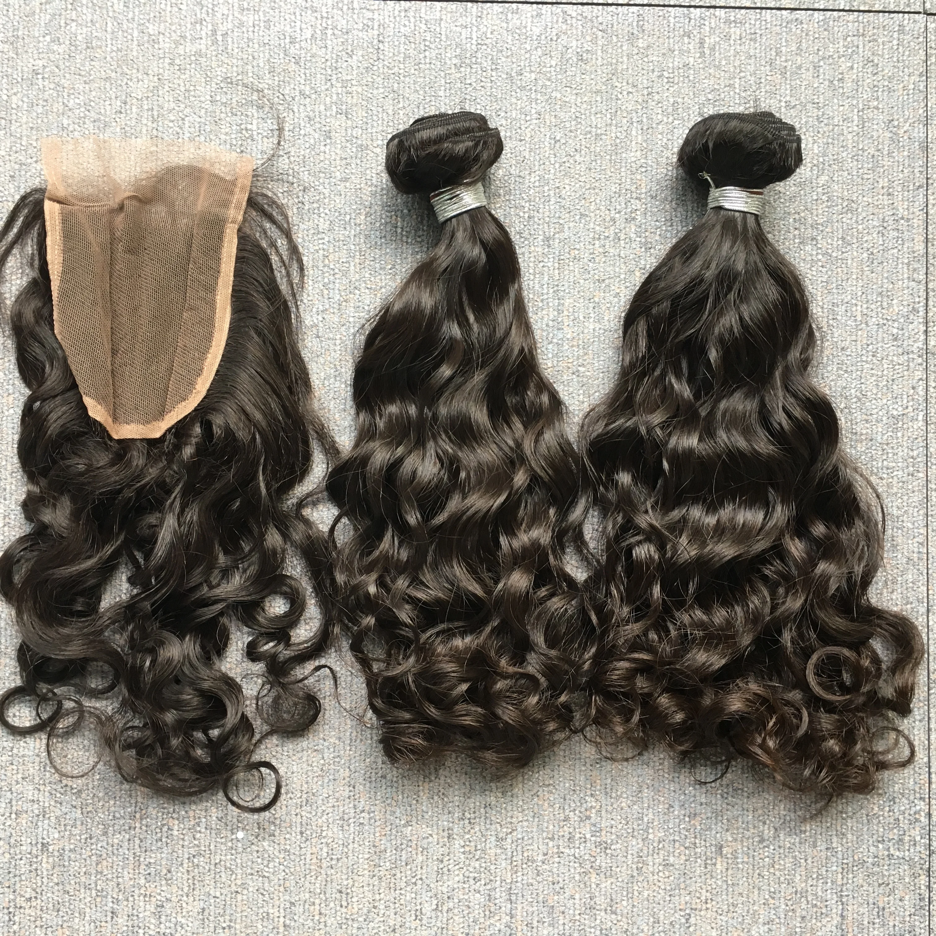 

Hot sale 10 inch to 36 inch deep wave unprocessed raw virgin brazilian human hair bundles with closure