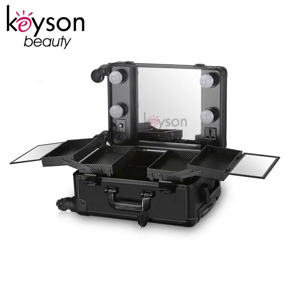 Keyson Classic Style Aluminum Makeup Artist Case With Light And Four