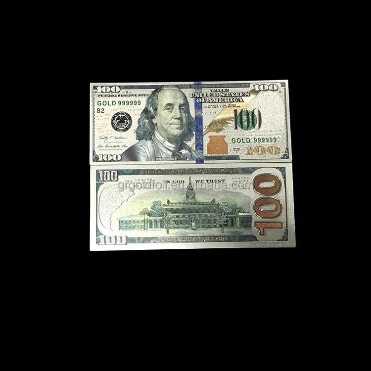 
China good quality new design 100 us dollar silver foil banknotes 
