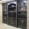 black wine cabinet solid wood kitchen sets wine red color plywood door with a dining table