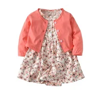 

Spring autumn 2 pieces newborn dresses baby girl clothes set with coat