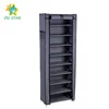 Easy to assemble non woven fabric 10 tiers cover metal shoe rack designs