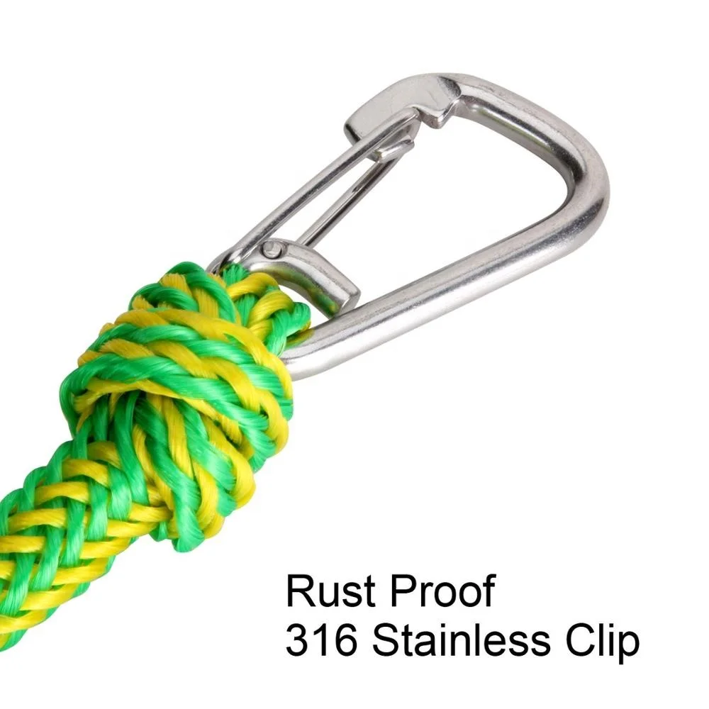 PWC bungee dock line yacht braid rope with stainless steel clip