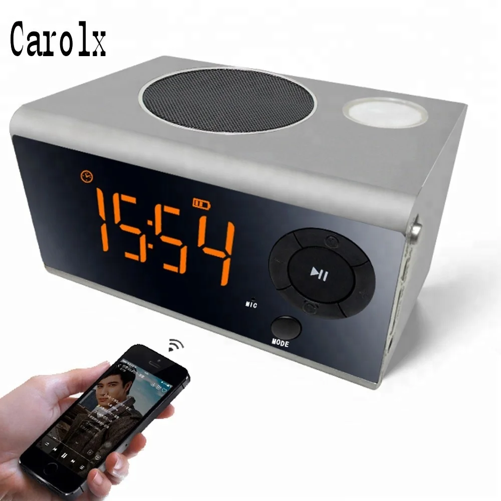 

wireless bluetooth speaker led alarm clock speaker lamp portable wireless speaker, Black