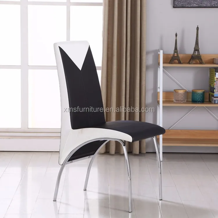 White Pu Leather Upholstered Armless Dining Chairs With Chromed Base