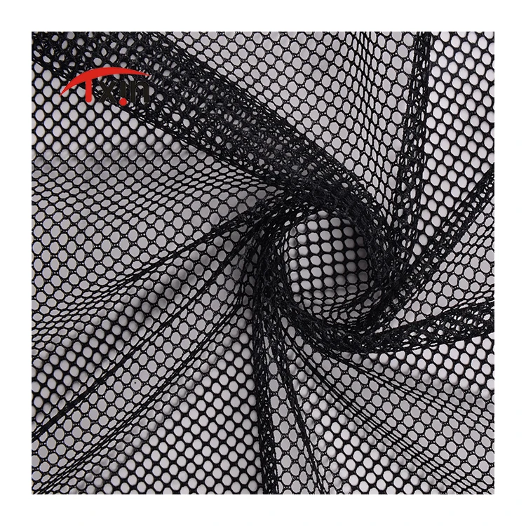 
draw Textured yarn black hexagonal net fabric made of polyester 